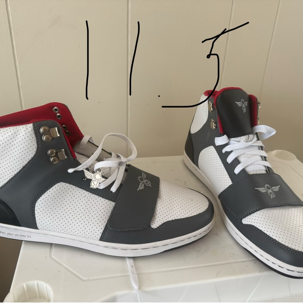 Creative Recreation Men's High-Top Sneakers in White, Gray & Red